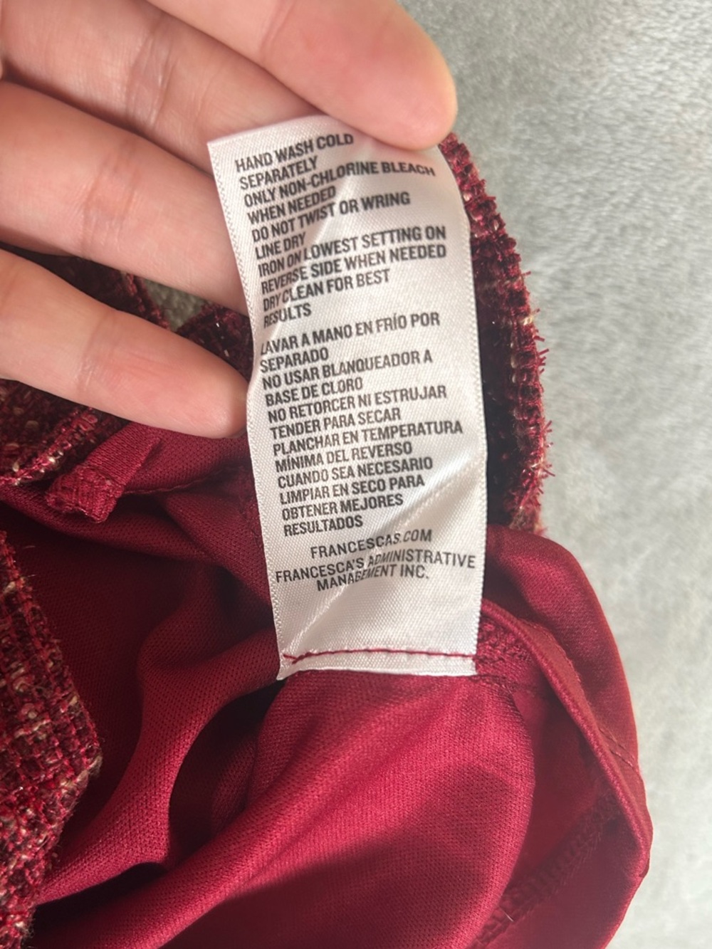 Francesca's Collections Blue Rain Burgundy Tweed Skirt - Picture 7 of 12